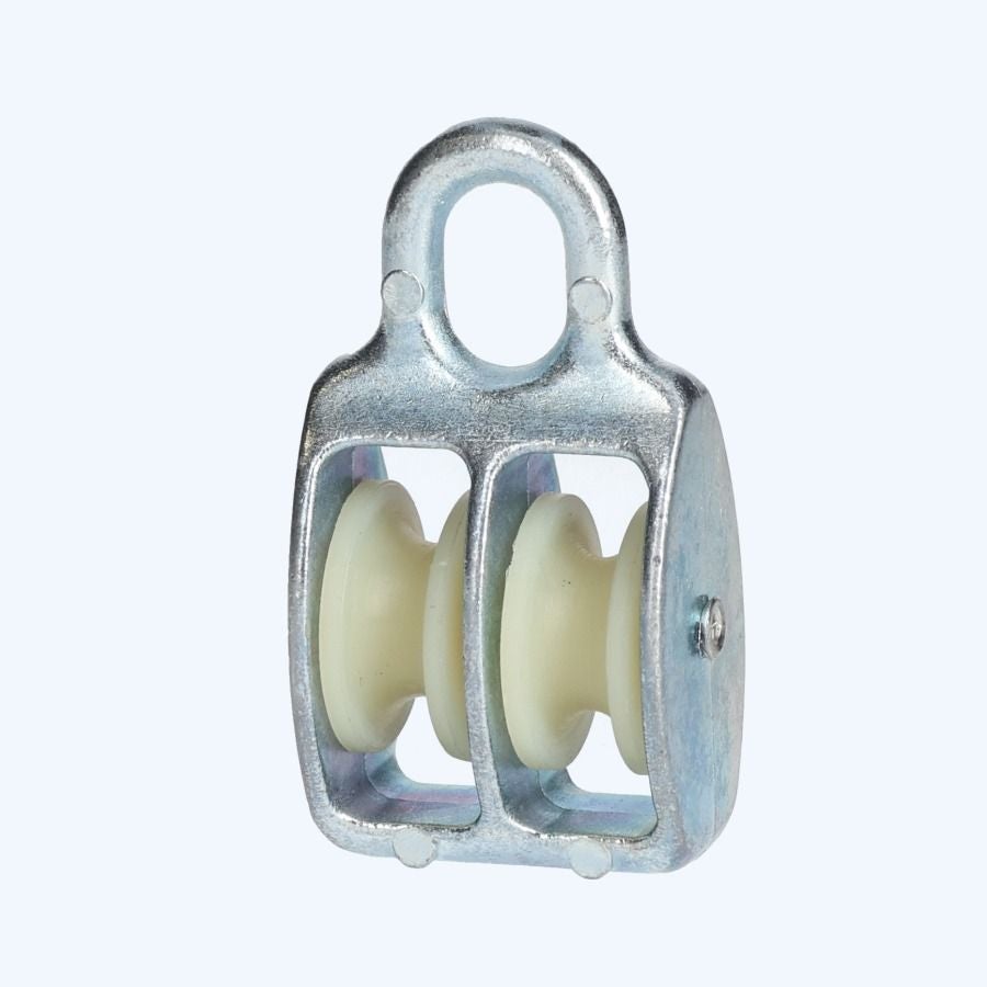 Katrol nylon wiel duplex 08 x 30 mm verzinkt