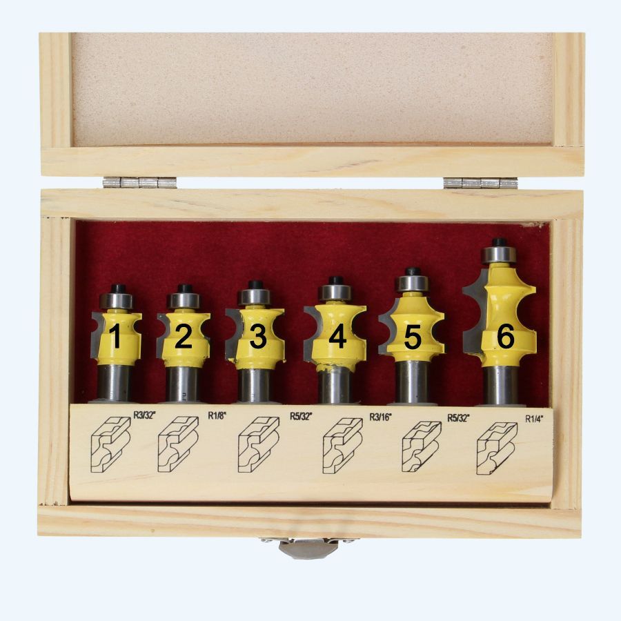 HM 6-delige halfholprofielfreesset / 12 mm schacht