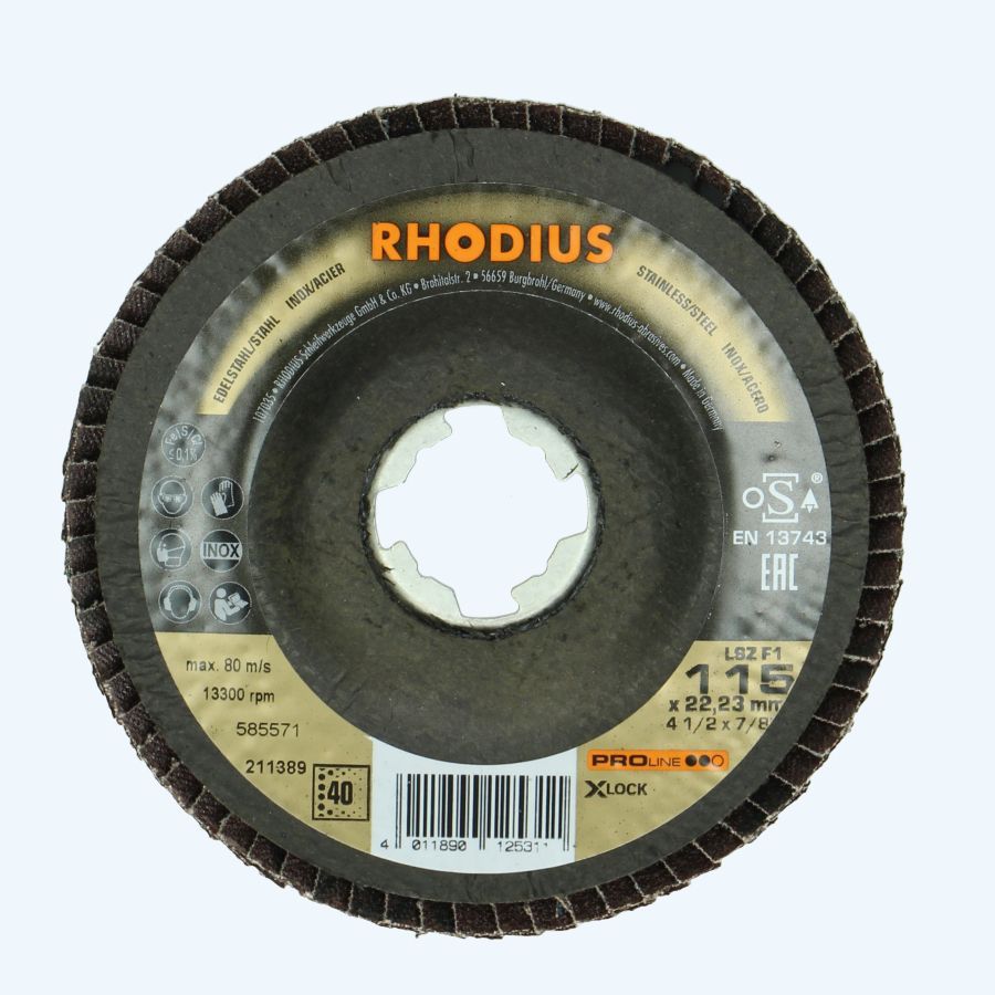 Rhodius Lamellenschijf 115 mm K40 met X-lock