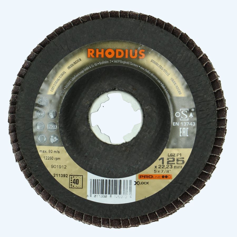 Rhodius Lamellenschijf 125 mm K40 met X-lock