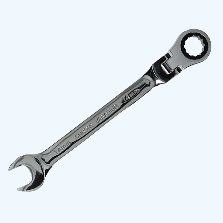 Ringratel-steeksleutel met kantelbare kop