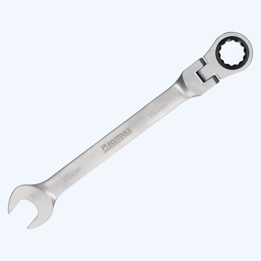 Ringratel-steeksleutel met kantelbare kop 15 mm