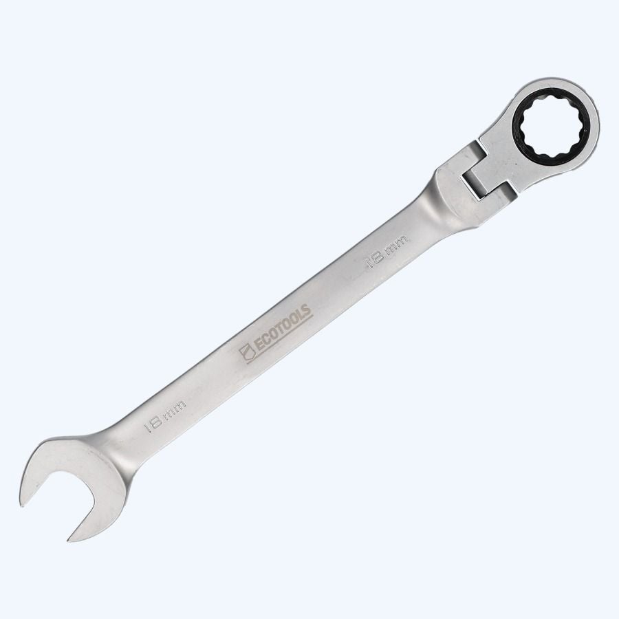 Ringratel-steeksleutel met kantelbare kop 18 mm