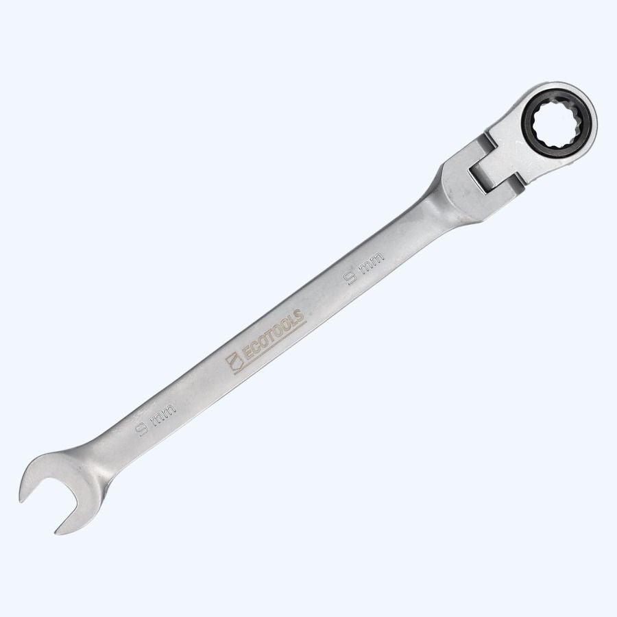 Ringratel-steeksleutel met kantelbare kop 9 mm