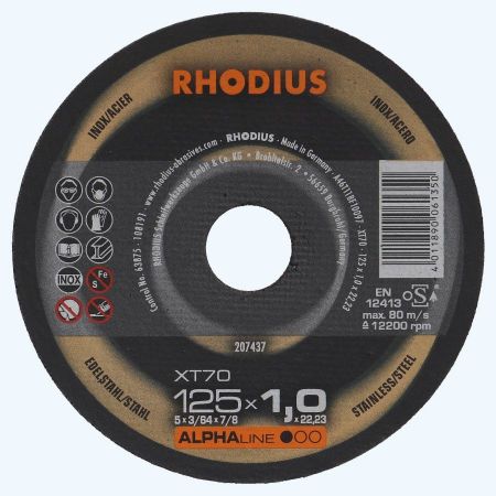 Doorslijpschijf voor INOX  125 x 1,0 x 22,23 mm (Rhodius)